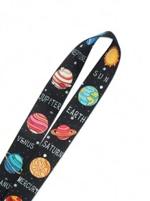 1pc Universe Star & Moon Pattern Long Strap For ID Badge Holders, Suitable For Doctor, Nurse, Student, Teacher And Fair Worker, Can Be Used As Lanyard For Exhibitions, Gifts, Keychains Or Daily Use. Car Accessories Bag Charm School