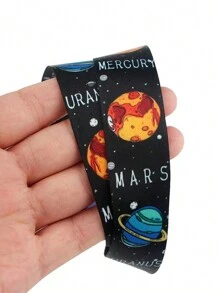 1pc Universe Star & Moon Pattern Long Strap For ID Badge Holders, Suitable For Doctor, Nurse, Student, Teacher And Fair Worker, Can Be Used As Lanyard For Exhibitions, Gifts, Keychains Or Daily Use. Car Accessories Bag Charm School