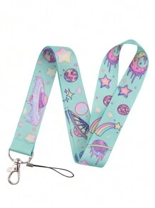 1pc Universe Star & Moon Pattern Long Strap For ID Badge Holders, Suitable For Doctor, Nurse, Student, Teacher And Fair Worker, Can Be Used As Lanyard For Exhibitions, Gifts, Keychains Or Daily Use. Car Accessories Bag Charm School