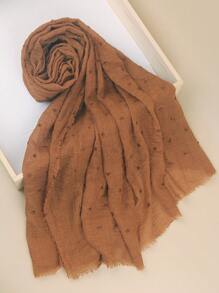 优雅新款 1 纯色褶皱刺绣装饰头巾外出基本款柔软围巾女士头巾适合长袍配饰面纱服装 - 查看 11