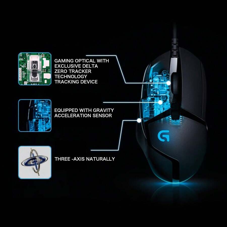 Logitech G402 Hyperion Fury Wired Gaming Mouse, 4000 DPI, Lightweight