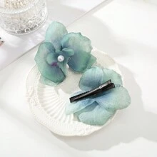 波西米亚风两件套热带兰花发夹，适合度假和海滩拍照；猫耳情人节爪夹发卡；适合上学、度假装扮、女士发饰 - 彩色 - 查看 5