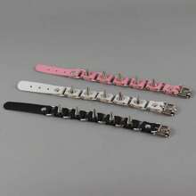 Cool Punk Style Spike Studs Rivet Adjustable PU Leather Bracelet, Street Dancing Wristband - Multicolor - View 4