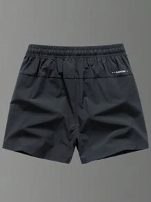 男友风男士 3 条装纯色松紧带速干冰丝运动短裤带防水拉链口袋 - 軍綠色 - 查看 7