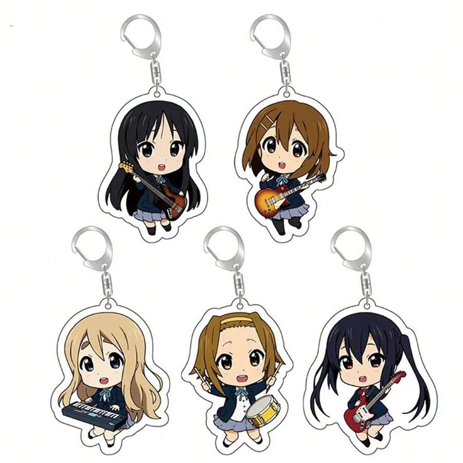 动漫 K-ON！钥匙扣 Hirasawa 卡通角色扮演钥匙扣带吊坠金属汽车钥匙链钥匙圈男女婴儿珠宝礼品汽车配件包饰背包学校字母可爱哥特 Y2k - 無色 - 查看 1