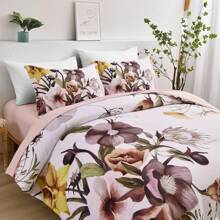 3 Pieces Blush/Green Floral Bed Room Comforter Sets Queen King, Boho Blush Floral Printed On White, Soft Microfiber Bedding Set For All Season (1 Comforter, 2 Pillowcases),Wedding Items,Valentines Day Home Bed Room Decor,Easter Gifts,Mothers Day Gift,All Season - 腮紅花 - 查看 4