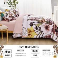 3 Pieces Blush/Green Floral Bed Room Comforter Sets Queen King, Boho Blush Floral Printed On White, Soft Microfiber Bedding Set For All Season (1 Comforter, 2 Pillowcases),Wedding Items,Valentines Day Home Bed Room Decor,Easter Gifts,Mothers Day Gift,All Season - 腮紅花 - 查看 8