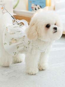 1pc Cute Dog Or Cat Princess Dress With Bow Knot For Spring/Summer, Pet Thin Tutu Skirt - White - View 5