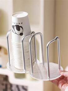 1pc Gold Acrylic 2-Cup Storage Rack - Silver - View 1