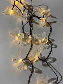 1pc LED Solar Powered Butterfly Fairy Lights String, Waterproof Outdoor Camp Atmosphere Lamp, Garden Decorative Colorful Light, Butterfly Shaped Lamp Fall Decor House Decor Outdoor Decor