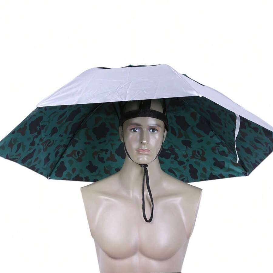 Sombrero-paraguas de tres pliegues con protección UV y correa ajustable, sombrero-paraguas de pesca, sombrero-paraguas manos libres - camuflaje - Ver 1