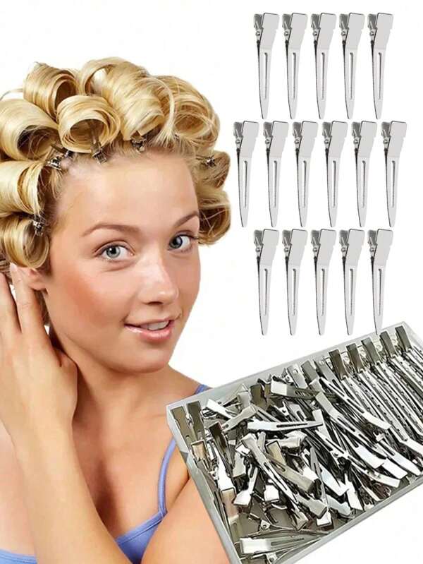 20 Packs 1.77 Inches Single Prong Pin Curl Alligator Hair Clips,Silver Setting Section Hair Clips Metal Alligator Clips For Hair Extensions, Professional Ladies Salon Fixed Hair No Bend Hair Pin, Makeup No Crease Hair Clip Hairdressing Styling Tool,Hair Tools,Hair Products And Accessories For Barber Salon Beauty Travel Essentials