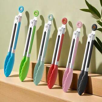 1/2/3/6 piezas Pinzas de cocina de acero inoxidable con puntas afiladas, ideales para servir, asar a la parrilla, ensaladas, hielo, horno y talla grande - Accesorio de cocina perfecto para uso en el hogar