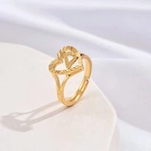 1 件女孩镂空 26 个英文字母可调节结婚戒指 - 金黃色 - 查看 16