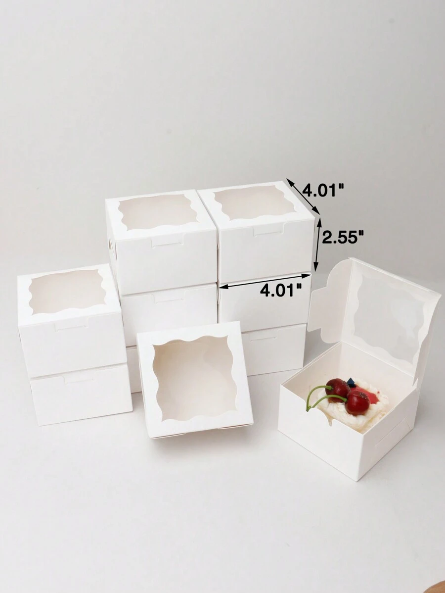 10 件迷你糕点烘焙饼干下午茶盒学校用品食品袋食品盒适用于糖果巧克力饼干等。