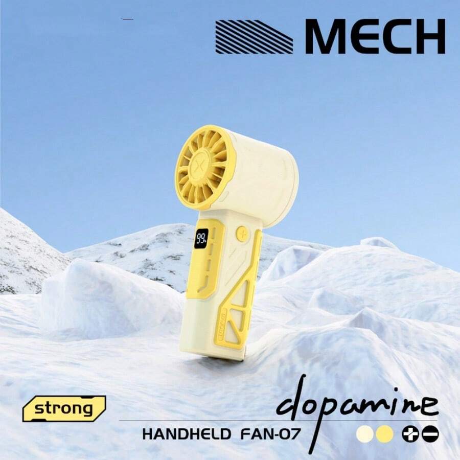 2024 New Style Portable Fan Strong Wind Fan Cooling Quickly High-Speed Wind Blowing 100-Gear 13000 R/S 4000mAh - Yellow - View 1