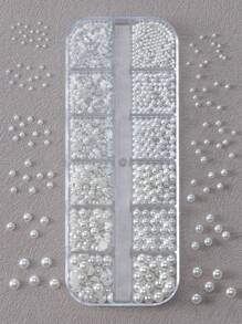 1.5/2/2.5/3/4/5mm Mixed Half Pearl Mini Nail Charms 1 Box Of Flat-Back White Half Round Pearls Flat-Back White Pearl For Home DIY And Professional Nail Art, Face Makeup And Craft (1.5/2/2.5/3/4/5mm) Nail Gems Nail Supplies