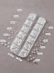 1.5/2/2.5/3/4/5mm Mixed Half Pearl Mini Nail Charms 1 Box Of Flat-Back White Half Round Pearls Flat-Back White Pearl For Home DIY And Professional Nail Art, Face Makeup And Craft (1.5/2/2.5/3/4/5mm) Nail Gems Nail Supplies