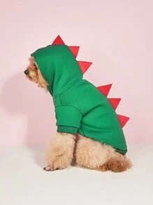 1pc Fluorescent Green Dinosaur Shape Cosplay Warm Pet Sweatshirt, Suitable For Both Indoor And Outdoor Activities Of Cats And Dogs - Green - View 5