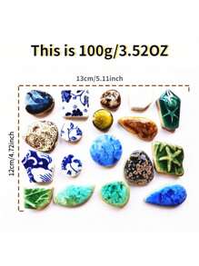 100 克/3.52 盎司天然石材陶瓷马赛克瓷砖 DIY 材料适用于花园、楼梯、桌子、墙壁、不对称形状瓷器装饰 - 混色 - 查看 2