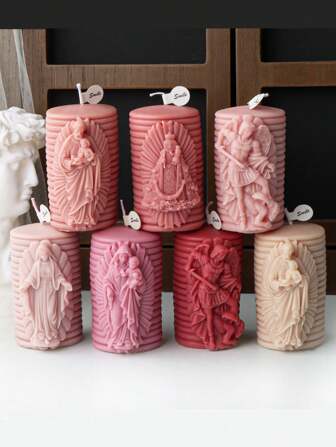 Jesus Mary Silicone Candle Mold DIY Crafting Column Molds Goddess Angel Christian Figures For Soy Wax Resin Statue Making Easy Release Tools For Artisanal Projects