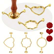 1 件金属蜡封模具 0.9 英寸圆形花心三叶草形状模具 DIY 工艺粘性蜡封婚礼蜡封适用于 DIY 工艺婚礼邀请卡信封礼品酒包装返校、返校、学校用品