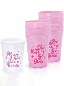 4/12 件新娘送礼会派对杯 - 12 包 Let's Go 塑料女牛仔新娘送礼会 70 年代主题复古新娘派对用品回礼装饰新娘万圣节圣诞节 - 彩色 - 查看 10