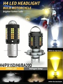 Mới 1 Đèn LED Xe Máy H4 BA20D Xe Máy Bóng Đèn Pha P15D H6 73SMD CSP Ống Kính Trắng Vàng Hi Lo Đèn phụ Kiện Đèn Sương Mù - Trắng + Vàng - Xem 12
