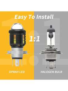 Mới 1 Đèn LED Xe Máy H4 BA20D Xe Máy Bóng Đèn Pha P15D H6 73SMD CSP Ống Kính Trắng Vàng Hi Lo Đèn phụ Kiện Đèn Sương Mù - Trắng + Vàng - Xem 11