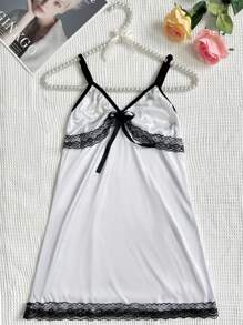 Abito lingerie bianco trasparente e sexy per donne con inserti in pizzo, adatto per l'uso domestico in estate - Bianco - Visualizzare 4