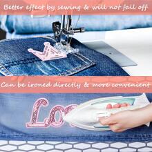Parches con lentejuelas con letras para planchar, parches iniciales de alfabeto de lentejuelas de amor A-Z, parches termoadhesivos de lentejuelas para coser, parches de aplique brillantes de alfabeto para sombreros, ropa, bolsos, chaquetas, jeans, zapatos. Accesorios de bricolaje y decoración de suministros de artesanía (rosa)