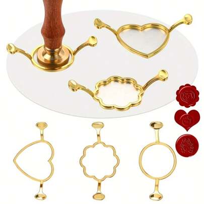 1 pieza Molde de cera de metal en forma de flor, corazón y trébol de 0,9 pulgadas de redondo para manualidades DIY, sellos adhesivos de cera para tarjetas de invitación de boda, sobres, regalos, embalaje de vino, útiles escolares