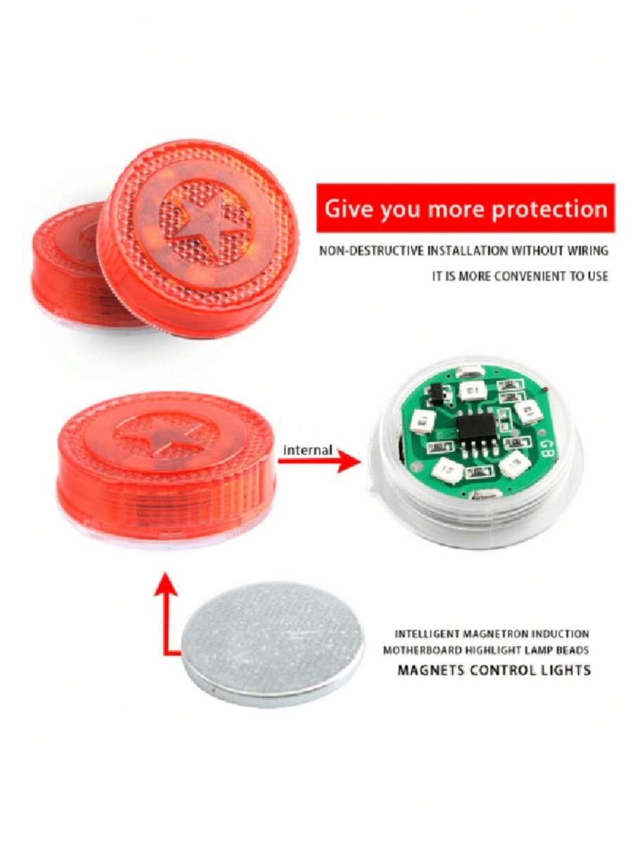 GLANBERT New 4pcs LED Door Open Warning Light Sensor Flashing Warning