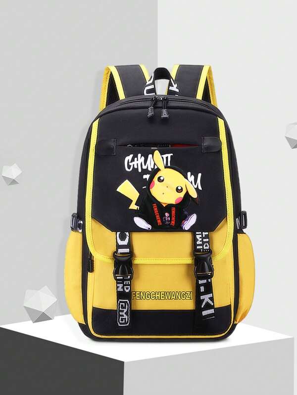 Mochila infantil de Pkemon impresa en 3D para niños y niñas de 1º a 6º grado, con protección de espalda de gran capacidad y reducción de carga