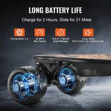 Electric Skateboard With Remote, 25 Mph Top Speed & 21.7 Miles Max Range Skateboard Longboard, 3 Speeds Adjustment Skateboards, Easy Carry Handle Design, Suitable For Adults & Teens Beginners - màu đen - Xem 3
