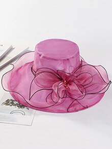 1頂新款優雅歐式蕾絲帽，綴有花卉裝飾的復古送禮帽，適用於女士，夏季防曬可摺疊漁夫帽和裝飾帽 - 彩色 - 查看 9