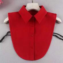 1pc Black & White Apricot & Red & Green Chiffon Detachable Collar With Pointed Ends, Classic - Chiffon False Collar - View 16