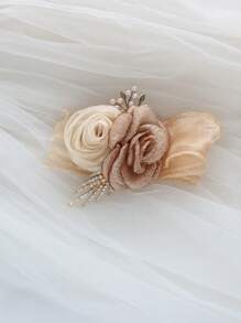 1 Stück rosa & champagnerfarbener koreanischer Stil Braut Handgelenk Corsage, Hochzeitsaccessoire, Brautjungferngeschenk, Valentinstag