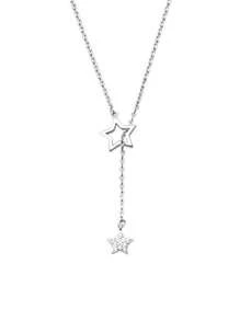 1pc S925 Sterling Silver Star Pendant Necklace With Tassel, Delicate Gift