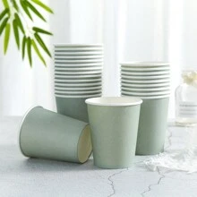 Sage Green 一次性盘子和餐巾套装，24 人派对用品，生日、婚礼、派对、野餐、圣诞节用纸质派对餐具 - 綠色 - 查看 6