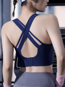 Reggiseno sportivo senza fili blu per donne - Reggiseno Sportivo Supportivo per Allenamento, Corsa e Fitness