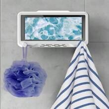 Ốp điện thoại phòng tắm chống nước gắn tường, không cần khoan, hộp đựng xà phòng và hộp đựng đồ - Màu xanh lam - Xem 3