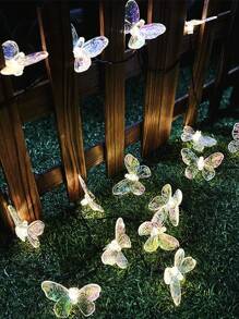 1pc LED Solar Powered Butterfly Fairy Lights String, Waterproof Outdoor Camp Atmosphere Lamp, Garden Decorative Colorful Light, Butterfly Shaped Lamp Fall Decor House Decor Outdoor Decor
