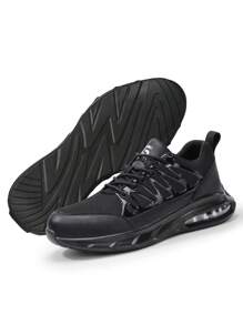 GUYISA 钢头安全鞋，防砸防刺穿，时尚透气黑色，适合所有季节，轻便柔软功能鞋 - 黑色 - 查看 9