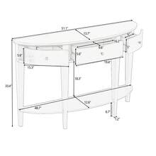 Modern Curved Console Table Sofa Table With 3 Storage Drawers And 1 Open Shelf,Solid Wood Half Moon Entryway Table Sofa Table Hallway Table For Hallway, Entryway, Living Room - trắng - Xem 3