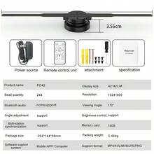 VIGAOT 1pc 42cm Hologram Display Advertising Player, Supports Mobile App Content Editing - UK Plug(220-240V) - View 2