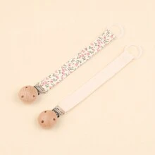 2pcs Pacifier Chains, Baby Fashion Pacifier Clip Holder & Beechwood Pacifier Clips, Suitable For Everyday Use - Multicolor - View 3