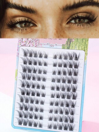 10 Rows 100 Clusters Fox-Style False Eyelashes,Left & Right Clusters Natural Lash Extensions Thick Individual Section Pure Wild Makeup DIY At Partylash Clusters,Eyelash Clusters,Individual Eyelashes,Lashes,Fake Lashes