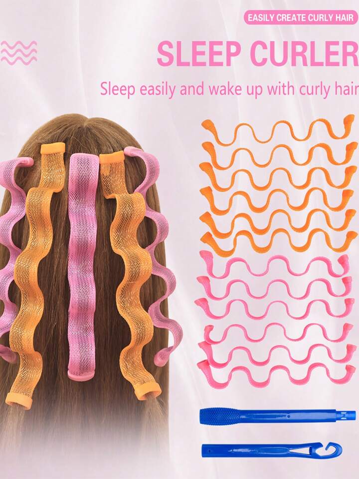 12 Pieces Heatless Waves Curlers Spiral Curls Styling Kit No Heat Hair Waver Spiral Curlers Rollers With 2 Pieces Styling Hooks For Most Hairstyles 30CM SHEIN USA