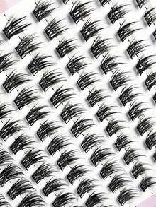3D Natural Cluster False Eyelashes, 0.07mm Thickness, 8-14mm Length, Mixed Set, 10 Rows Total 120 Clusters, D-Curl Lightweight Segmented False Lashes, Comfortable Wear, DIY Handmade, Easy To Create Delicate Eye Makeup, Suitable For Various Occasions Like Parties, Daily Wear, Travel, Etc. - 黑色 - 查看 7